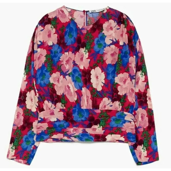 Zara As Seen on TV Floral Long Sleeve Top XS - Picture 1 of 3